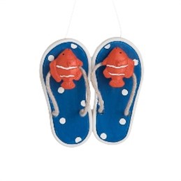 Blue Flipflop with Fish Accent Christmas Ornament