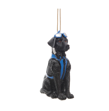 Ceramic Dog with Snorkeling Gear Christmas Ornament (Sold Separately)