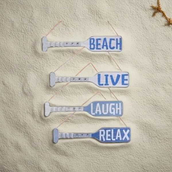 Decorative Wood Nautical Oar Ornaments - Set of 4 with motivational phrases