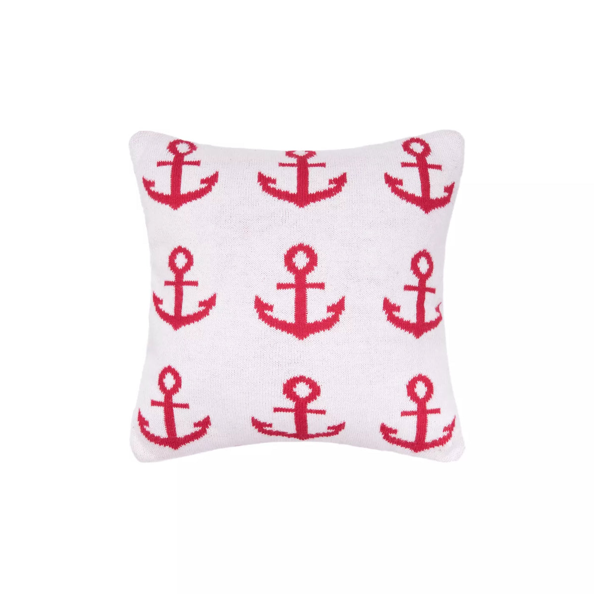 Small Red Anchor Knit Reversible Pillow