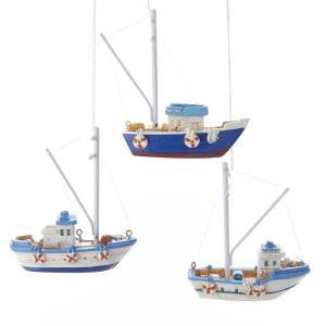 Fishing Vessel Christmas Ornaments with 3 different fishing boat types