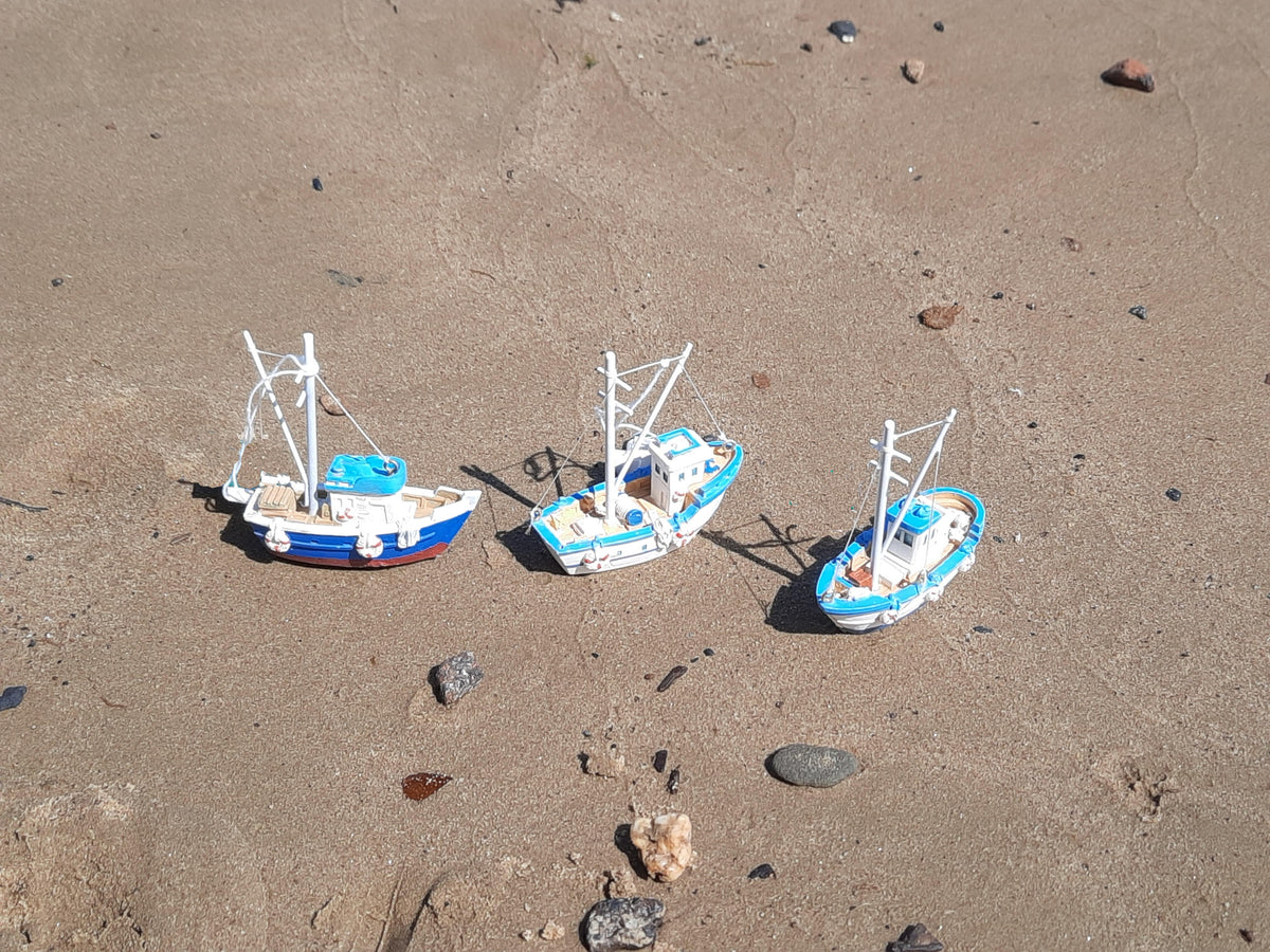 Fishing Vessel Christmas Ornaments with 3 different fishing boat types
