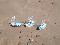 Fishing Vessel Christmas Ornaments with 3 different fishing boat types