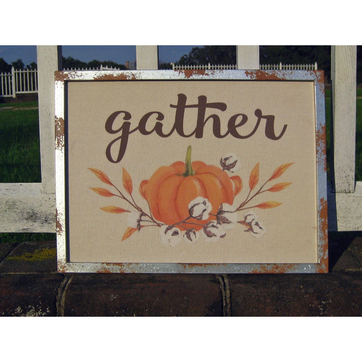Gather / Give Thanks Wall Decor with Metal Frame - Chesapeake Bay Goods