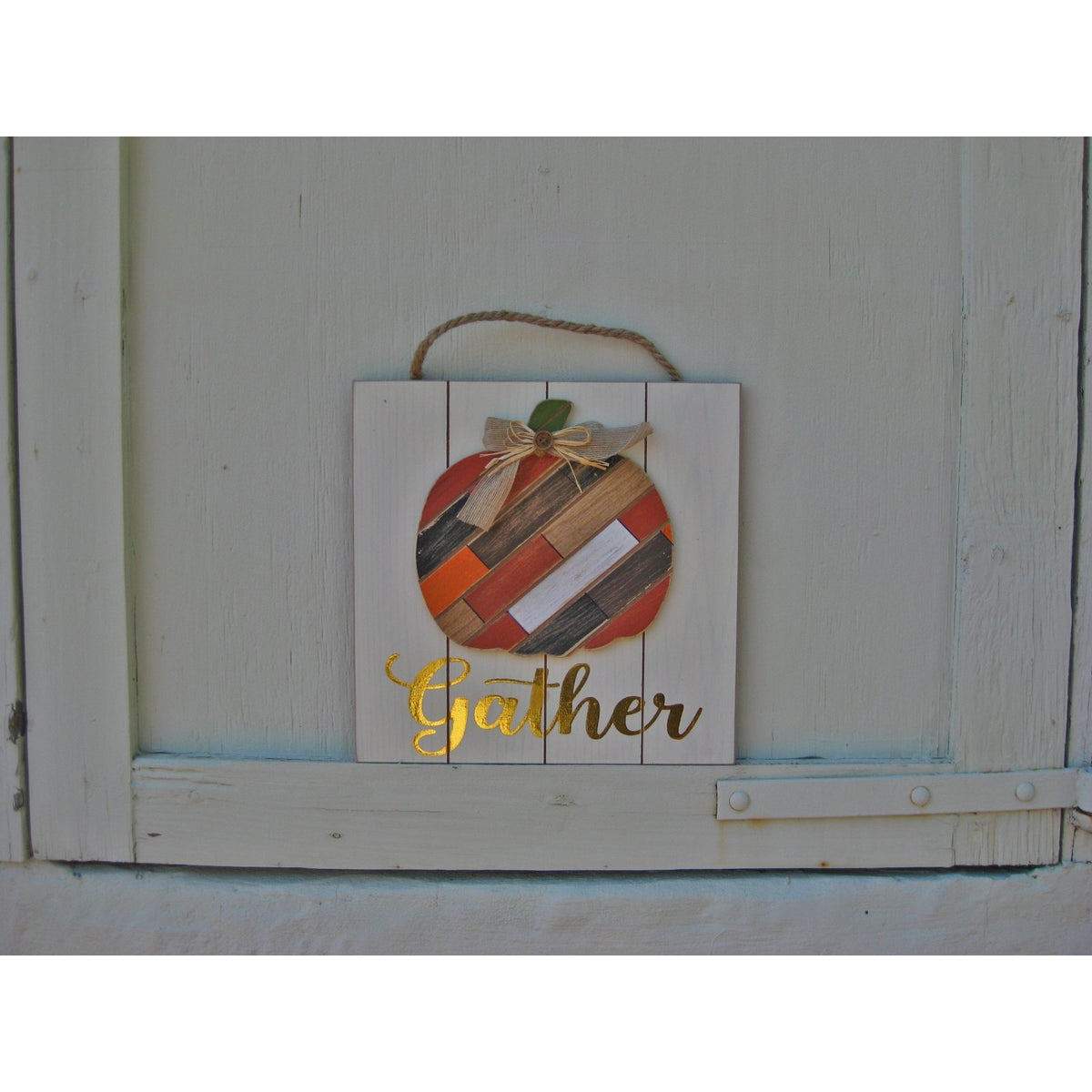 Wood Wall Art  with Pumpkin - Gather/Welcome - Chesapeake Bay Goods