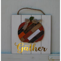 Wood Wall Art  with Pumpkin - Gather/Welcome - Chesapeake Bay Goods
