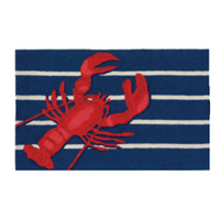 Lobster on Stripes Indoor/Outdoor Rug