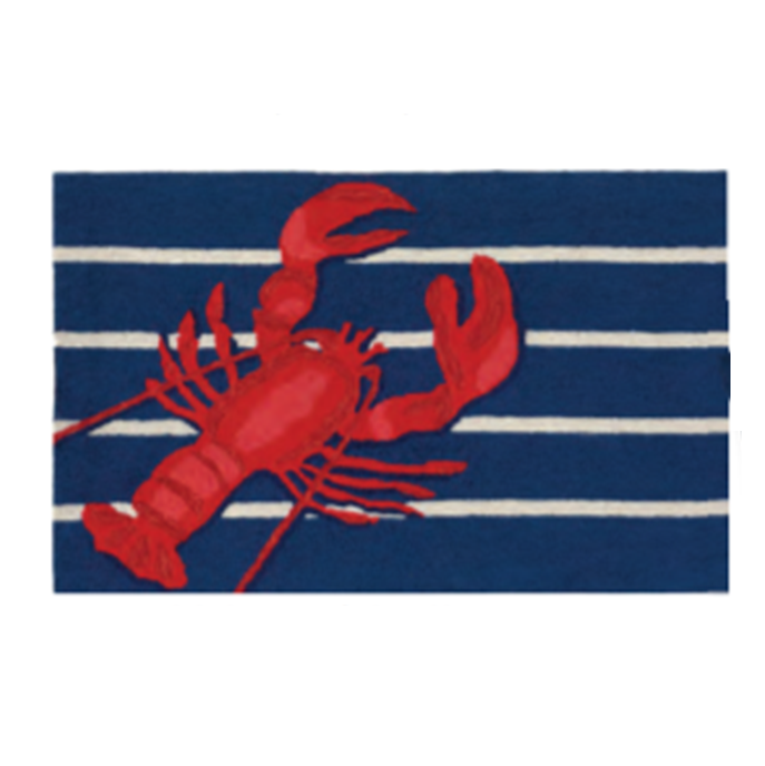Lobster on Stripes Indoor/Outdoor Rug