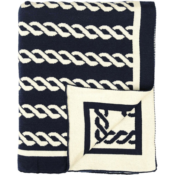 Navy Nautical Rope Throw Blanket Chesapeake Bay Goods