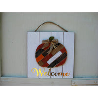 Wood Wall Art  with Pumpkin - Gather/Welcome - Chesapeake Bay Goods