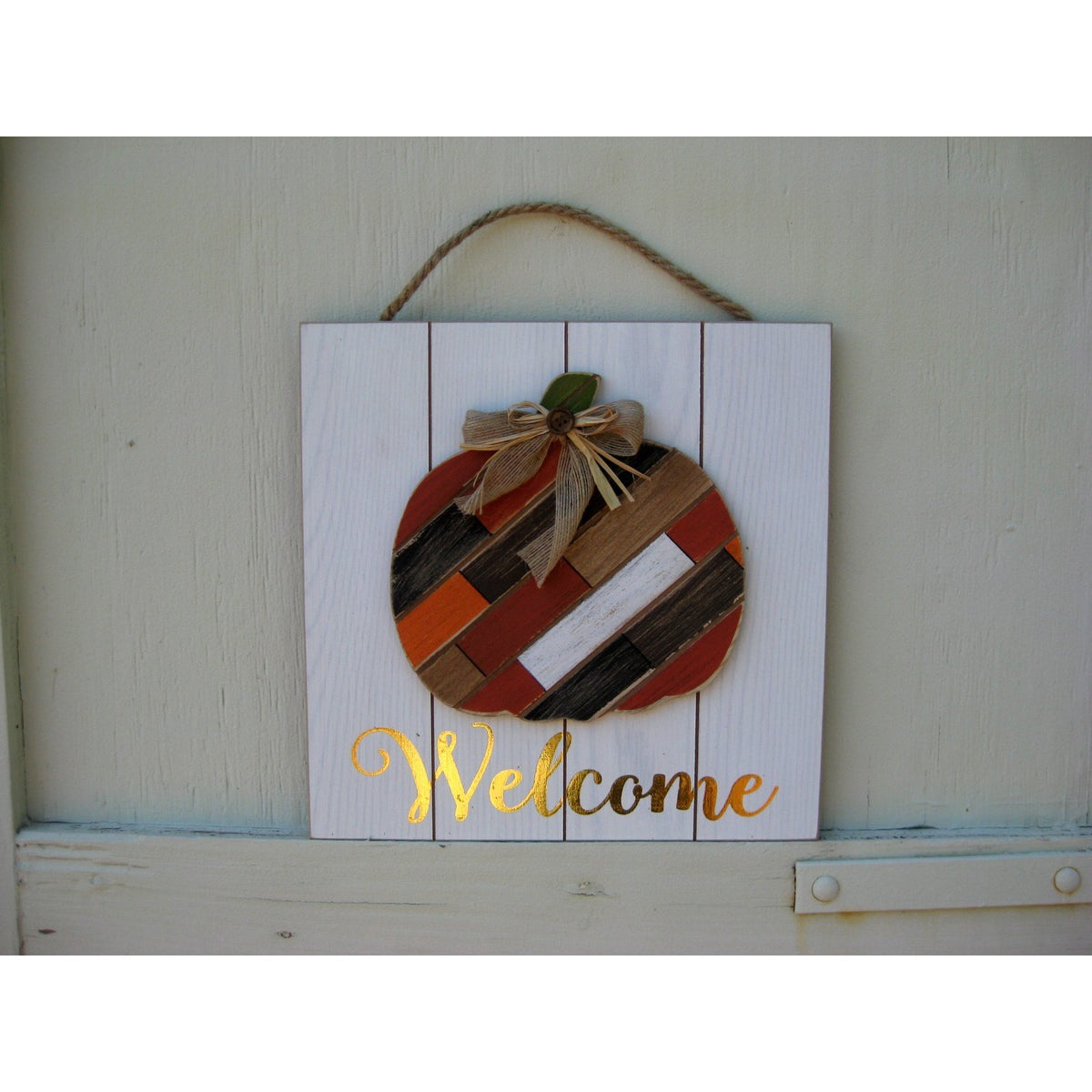 Wood Wall Art  with Pumpkin - Gather/Welcome - Chesapeake Bay Goods
