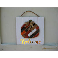 Wood Wall Art  with Pumpkin - Gather/Welcome - Chesapeake Bay Goods