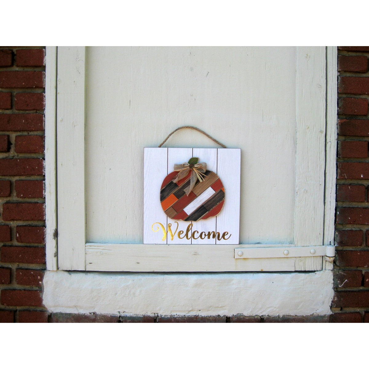 Wood Wall Art  with Pumpkin - Gather/Welcome - Chesapeake Bay Goods