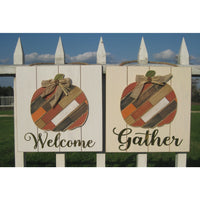 Wood Wall Art  with Pumpkin - Gather/Welcome - Chesapeake Bay Goods
