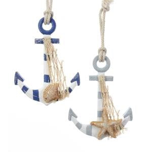 Nautical Wood Anchor Christmas Ornaments