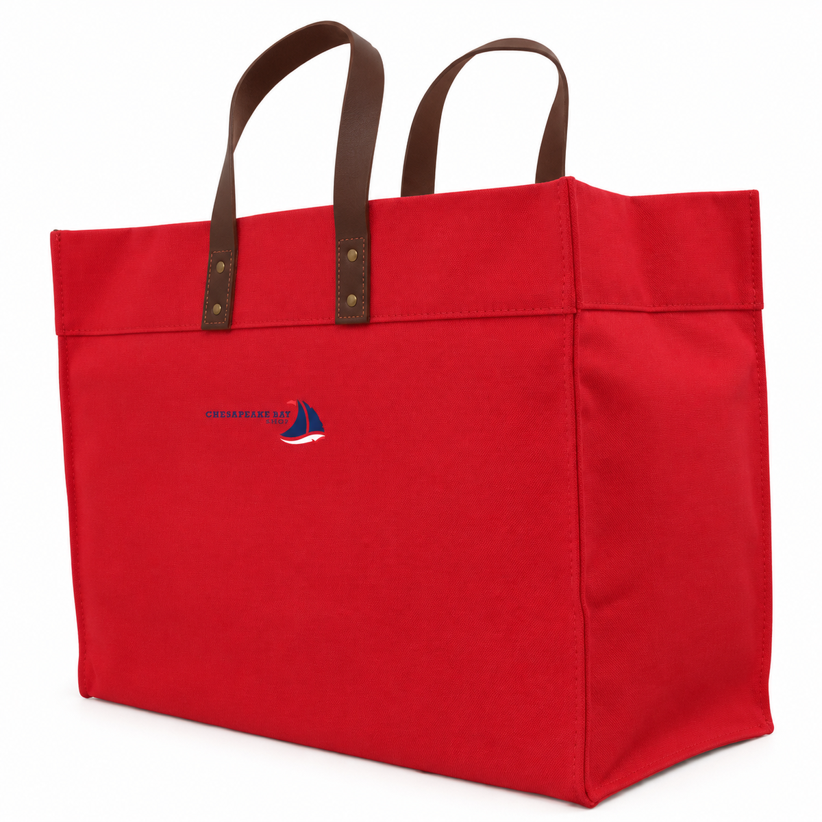 Oxford Canvas Structured Tote With Leather Handles
