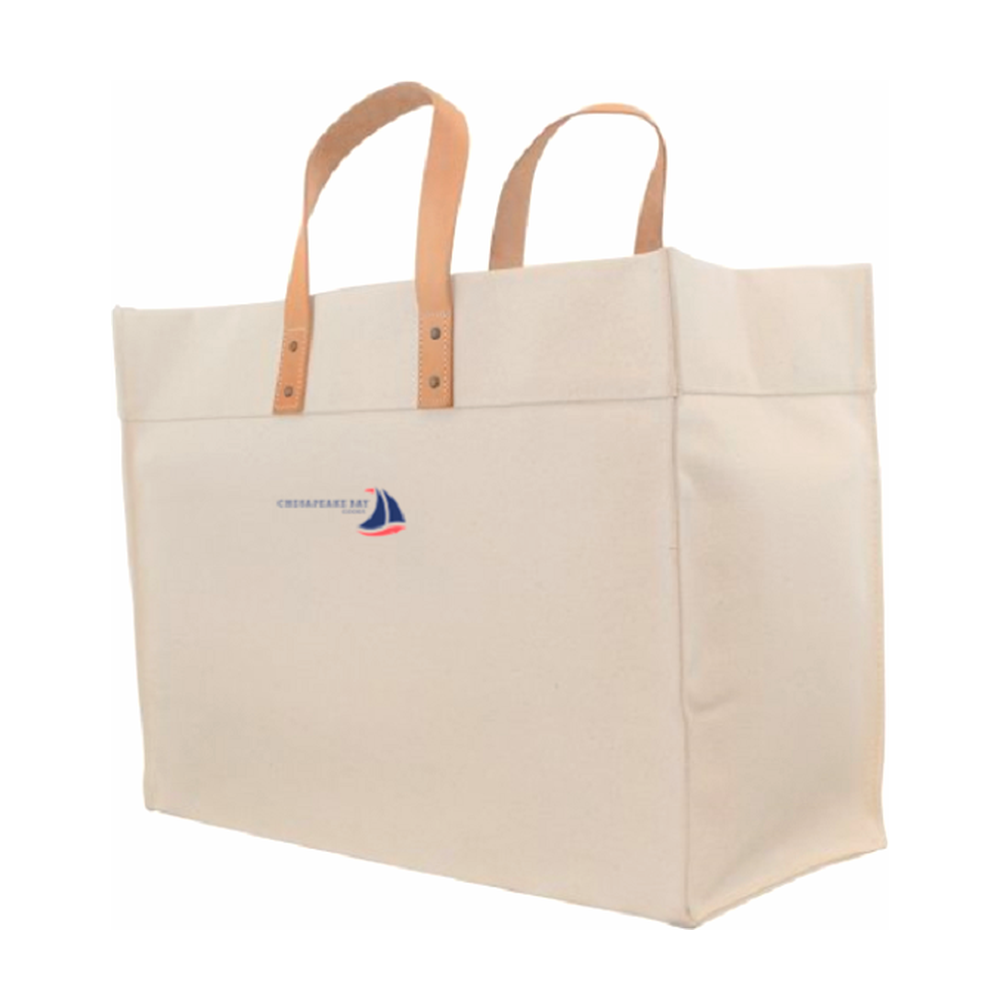 Oxford Canvas Structured Tote With Leather Handles
