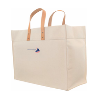 Oxford Canvas Structured Tote With Leather Handles