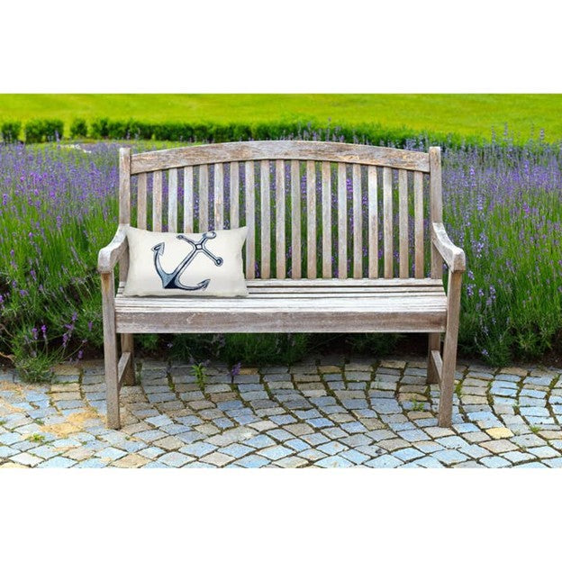 White Anchor Nautical Indoor/Outdoor Rectangular Pillow