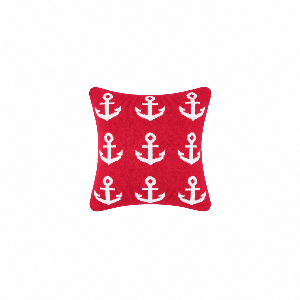 Small Red Anchor Knit Reversible Pillow - CLEARANCE FINAL SALE