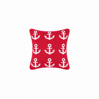 Small Red Anchor Knit Reversible Pillow - CLEARANCE FINAL SALE
