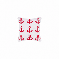 Small Red Anchor Knit Reversible Pillow - CLEARANCE FINAL SALE