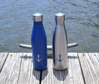Anchor Pattern Stainless Steel Silver Water Bottle