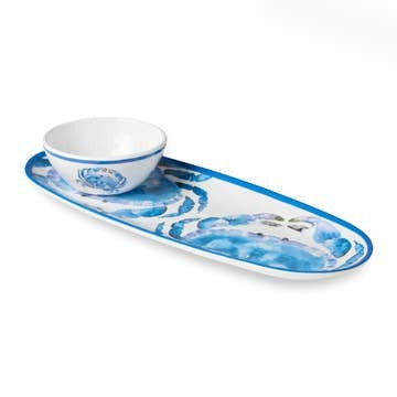 Beach House Crab Dip Bowl and Oval Tray