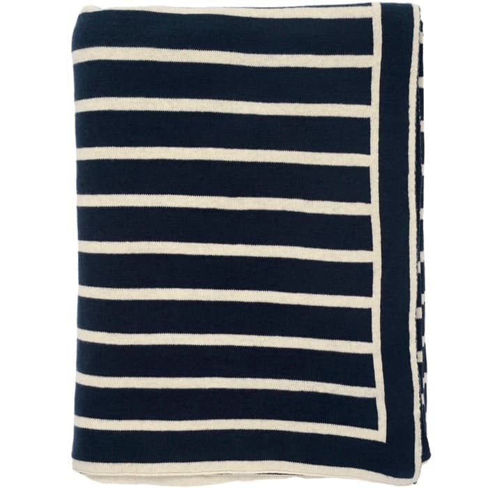 Beach Stripes Cotton Throw (Navy and Red) by Darzzi