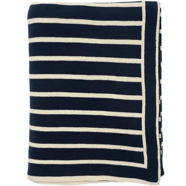 Beach Stripes Cotton Throw (Navy and Red) by Darzzi