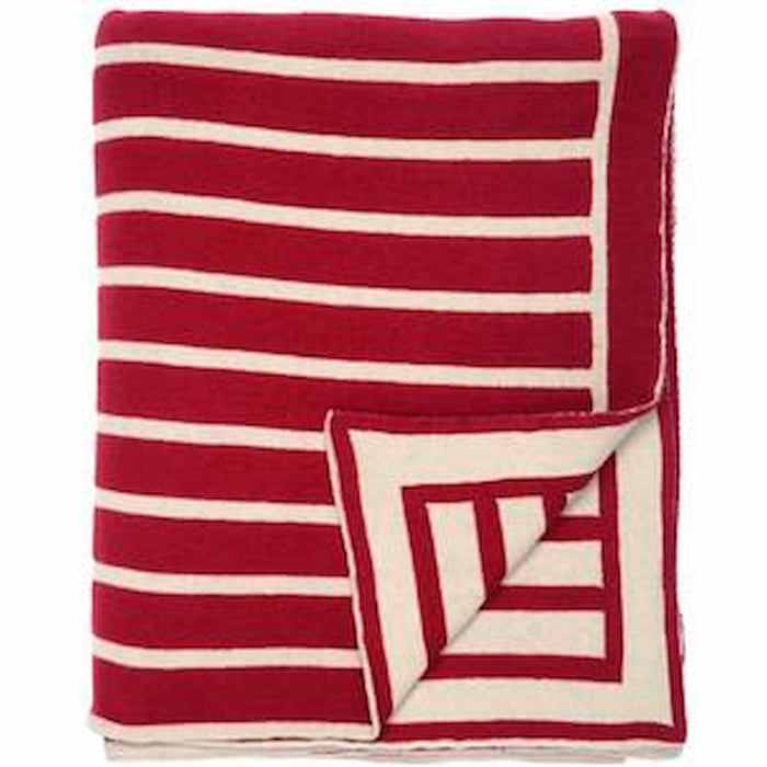 Beach Stripes Cotton Throw (Navy and Red) by Darzzi