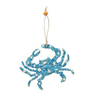 Blue Beaded Crab Ornament