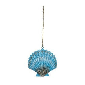 Blue Fan Shell Christmas Ornament