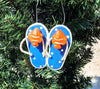 Blue Flipflop with Fish Accent Ornament