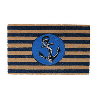 Blue Striped Coir Anchor Outdoor Door Mat