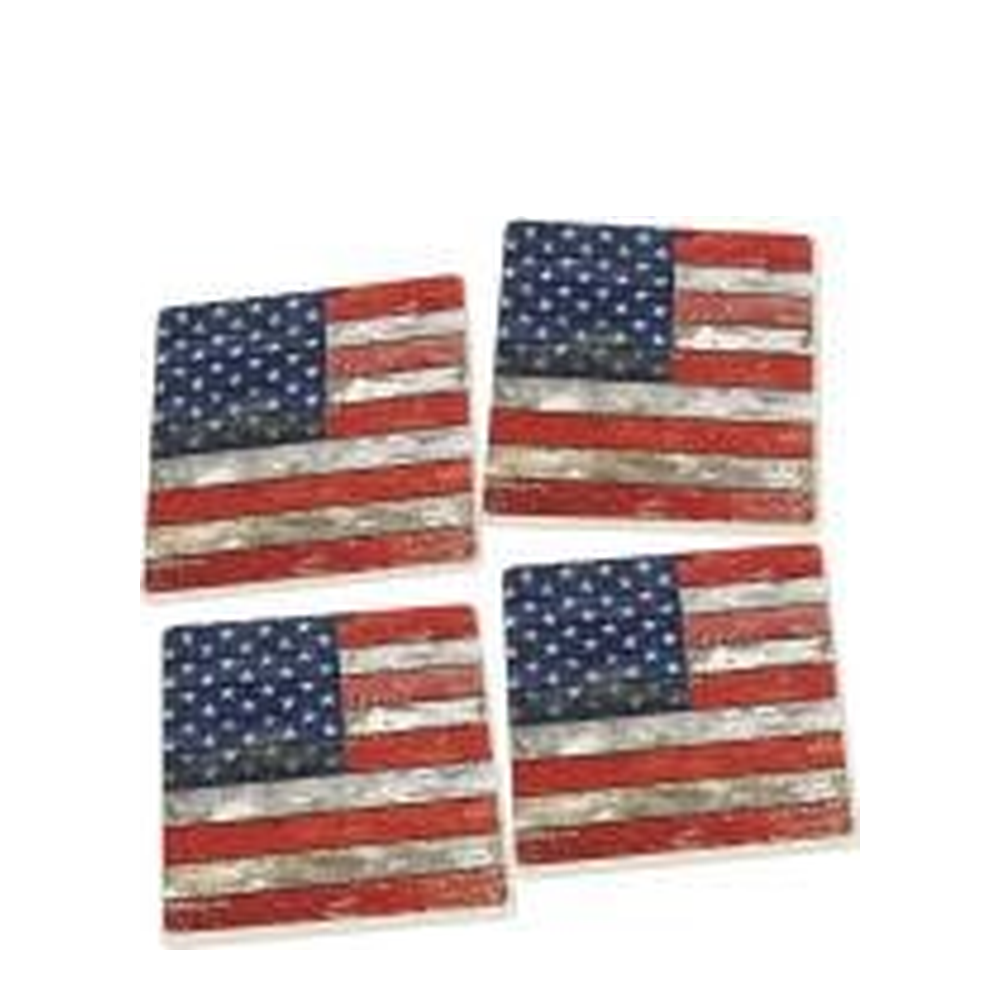 American Flag Patriotic Ceramic Coaster 4 Pack - FINAL SALE