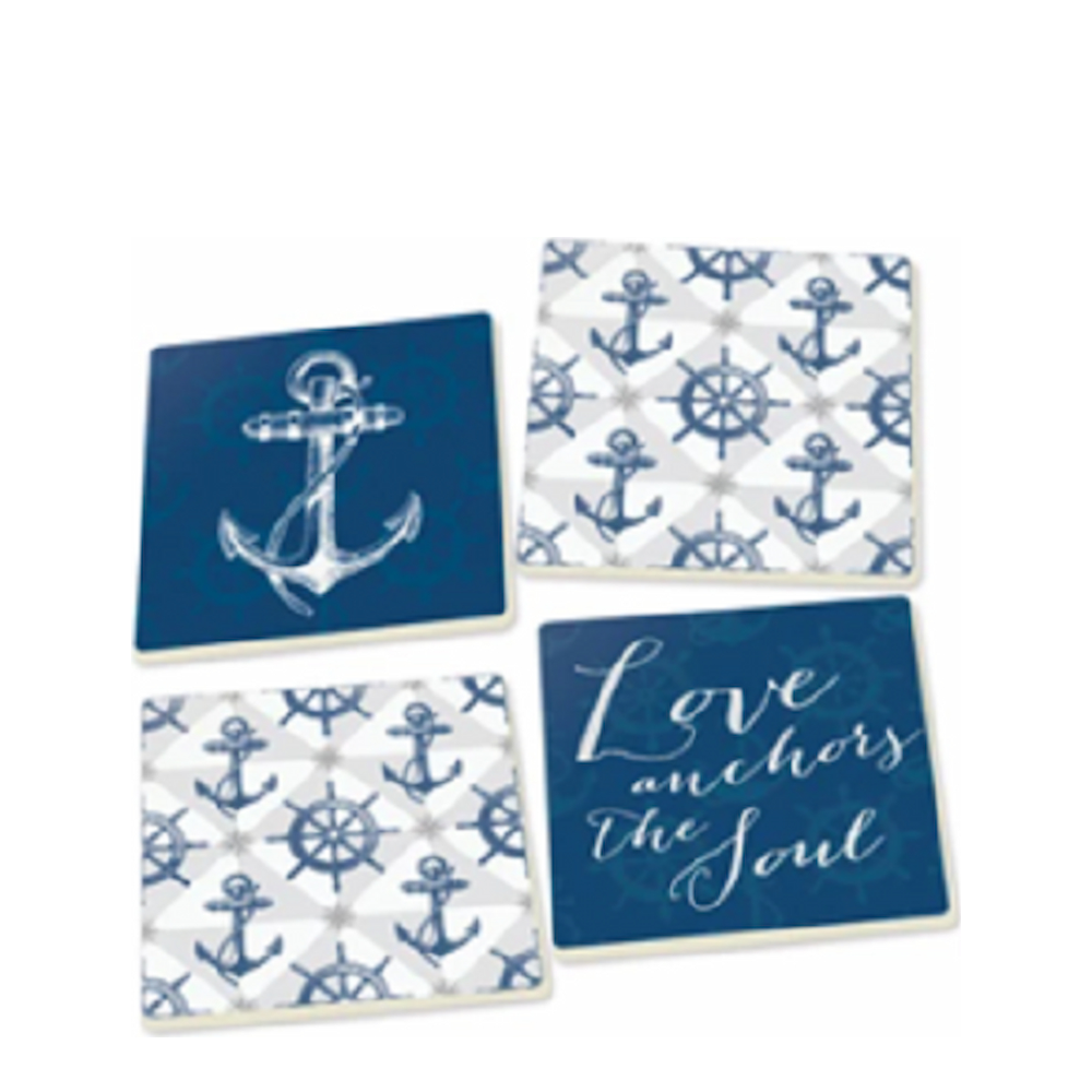 Nautical Anchor Ceramic Coaster 4 Pack - FINAL SALE