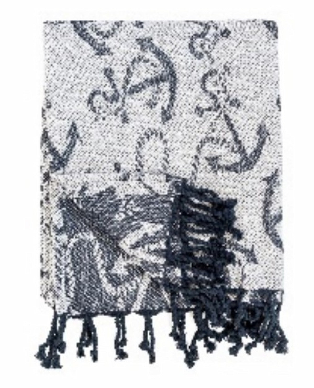 Blue Chenille Anchor Cotton Throw