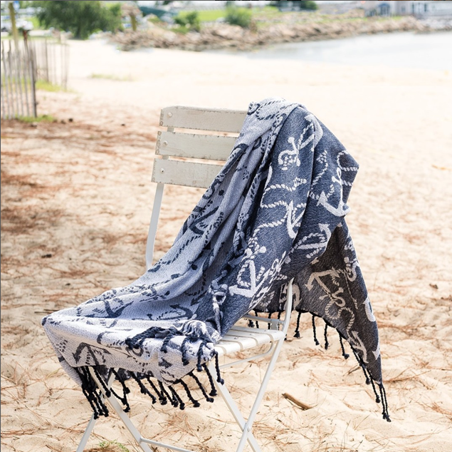 Chenille Anchor Cotton Throw