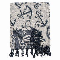 Blue Chenille Anchor Cotton Throw