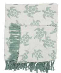 Green Chenille Sea Turtles Cotton Throw