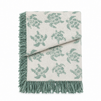 Green Chenille Sea Turtles Cotton Throw