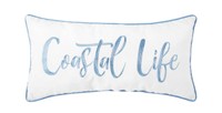 Coastal Life Embroidered White Rectangular Throw Pillow