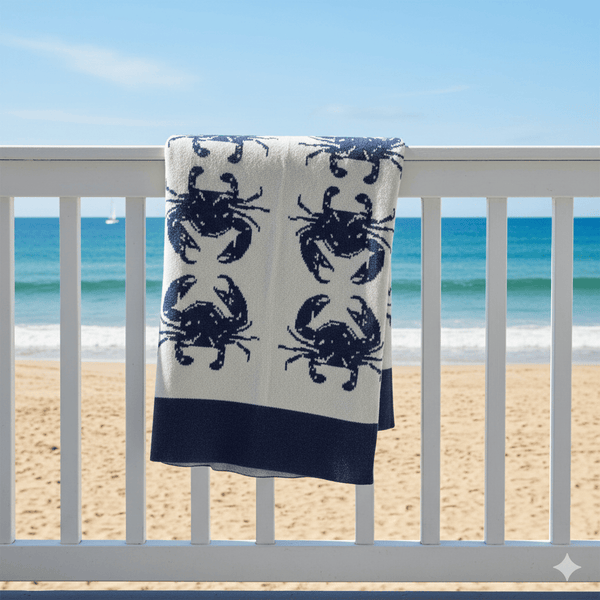 Coastal Blue Crab Throw Blanket by In2Green