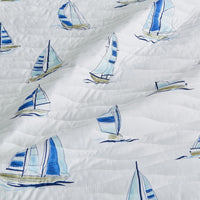 Coastal Blue Watercolor Sailboat Lightweight Quilt Set Marzano Collection by Great Bay Home
