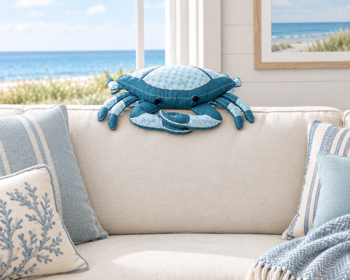 Coastal Crab Shaped Throw Pillow
