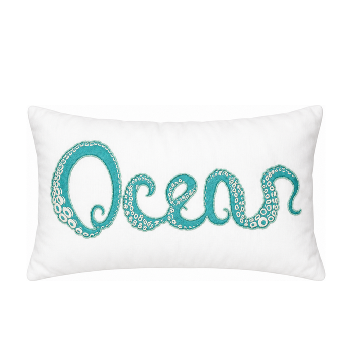 Coastal Octopus Ocean Throw Pillow