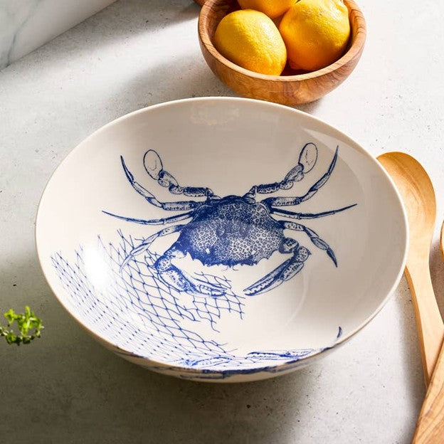 Large Serving Bowl with Crab Design by Caskata
