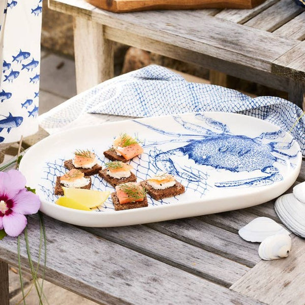 Crab Large Coupe Oval Platter by Caskata
