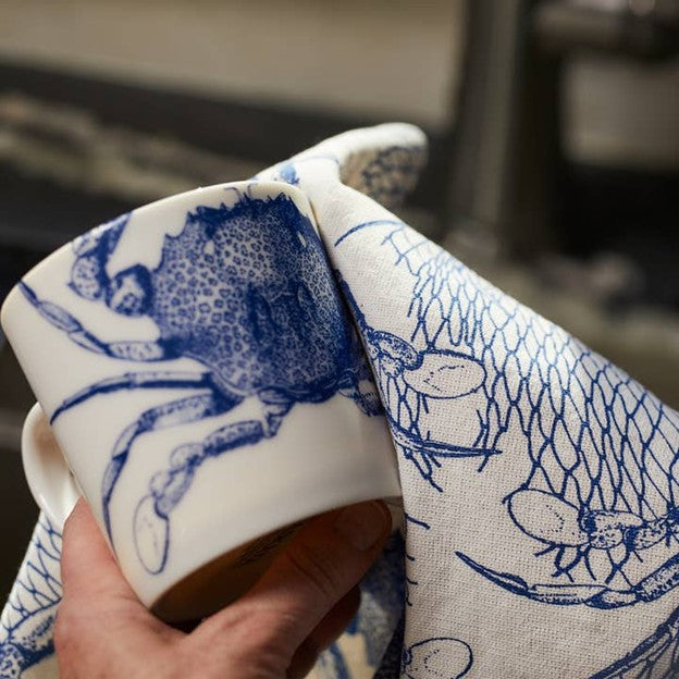 Crab Mug White and Blue by Caskata